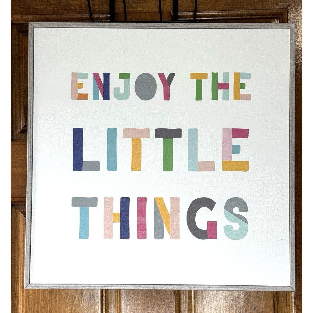 ENJOY THE LITTLE THINGS kids art by Stupell Ind 17" x 17" farmhouse gray frame